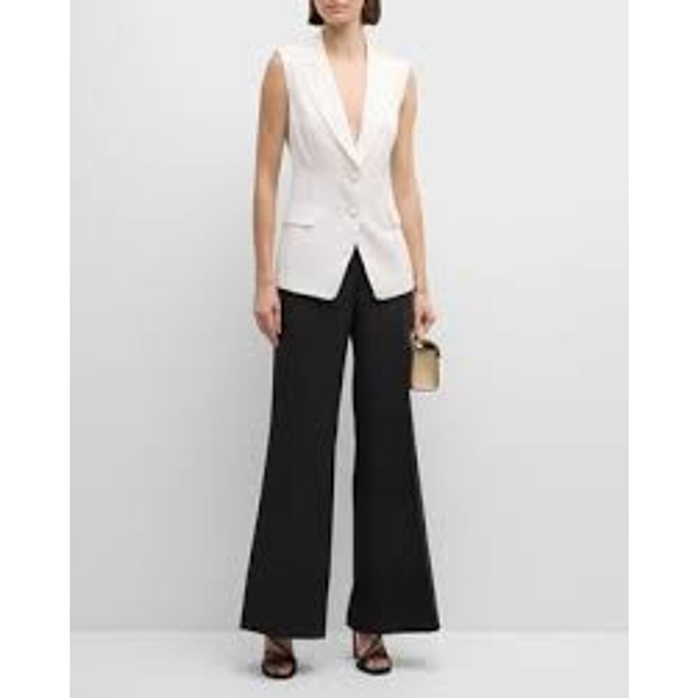 Milly Alba Sleeveless Notched Collar Lined Blazer Vest 6 NWT Quiet Luxury Office